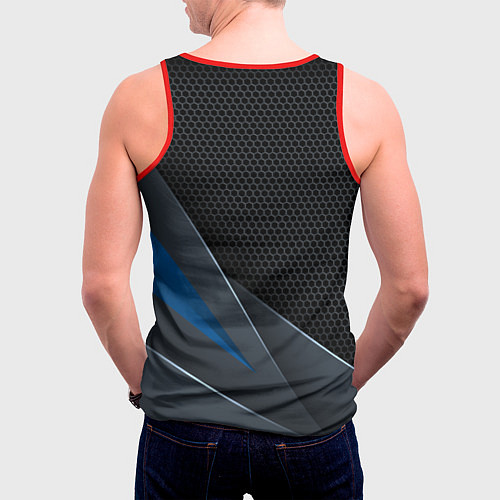 Мужская майка без рукавов Фольцваген - синяя броня / 3D-Красный – фото 4