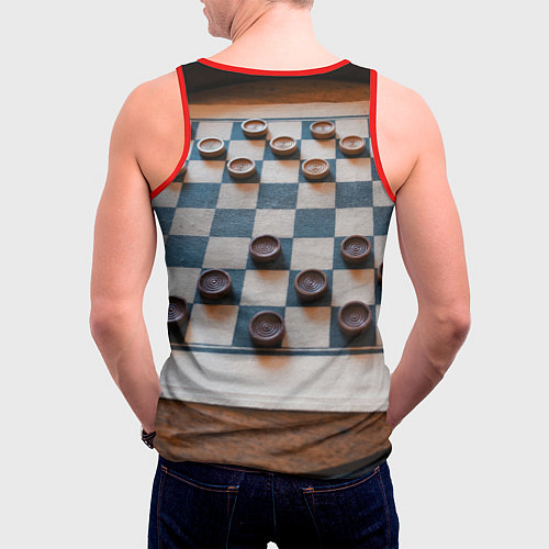 Мужская майка без рукавов Шашки / 3D-Красный – фото 4