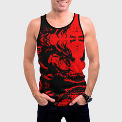 Майка-безрукавка мужская Черный дракон на красном небе, цвет: 3D-черный — фото 2