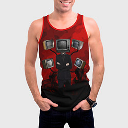 Майка-безрукавка мужская Skibidi toilet Tv Man, цвет: 3D-красный — фото 2