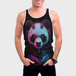 Майка-безрукавка мужская Панда в стиле киберпанк, цвет: 3D-белый — фото 2