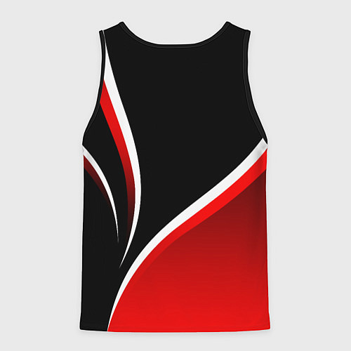 Мужская майка без рукавов Кавасаки - красные волны / 3D-Черный – фото 2