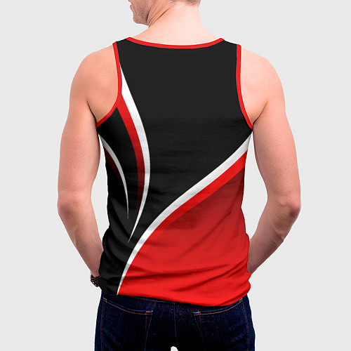 Мужская майка без рукавов Кавасаки - красные волны / 3D-Красный – фото 4