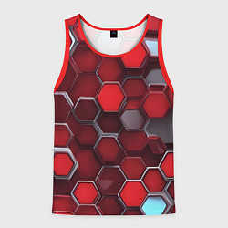 Майка-безрукавка мужская Cyber hexagon red, цвет: 3D-красный