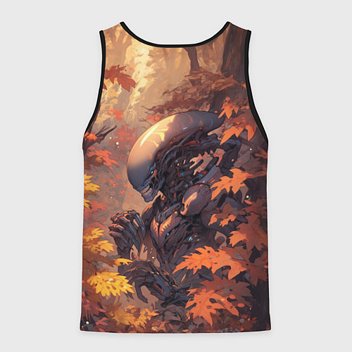 Мужская майка без рукавов Ксеноморф в осеннем лесу / 3D-Черный – фото 2
