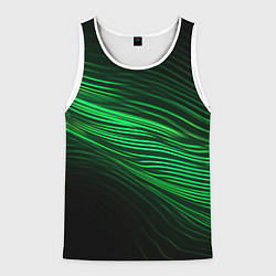 Майка-безрукавка мужская Green neon lines, цвет: 3D-белый
