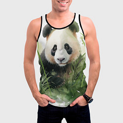 Майка-безрукавка мужская Панда акварель, цвет: 3D-черный — фото 2