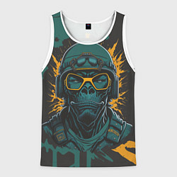 Майка-безрукавка мужская Горилла в желтых очках, цвет: 3D-белый
