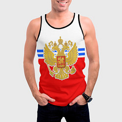 Майка-безрукавка мужская Герб Российской Федерации - полосы, цвет: 3D-черный — фото 2