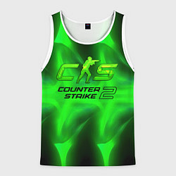 Майка-безрукавка мужская Counter strike 2 green logo, цвет: 3D-белый