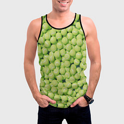 Майка-безрукавка мужская Узор из теннисных мячей, цвет: 3D-черный — фото 2