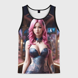 Майка-безрукавка мужская Красивая татуированная аниме девушка, цвет: 3D-черный