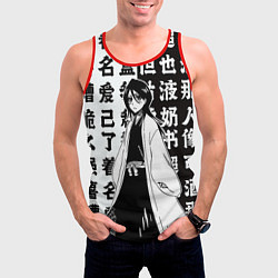 Майка-безрукавка мужская Рукия и иероглифы - Блич, цвет: 3D-красный — фото 2