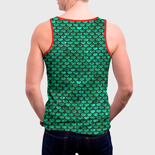 Мужская майка без рукавов Кожа изумрудного дракона / 3D-Красный – фото 4