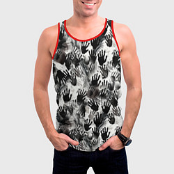 Майка-безрукавка мужская Черно-белые руки с ладонями, цвет: 3D-красный — фото 2