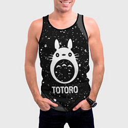 Майка-безрукавка мужская Totoro glitch на темном фоне, цвет: 3D-черный — фото 2