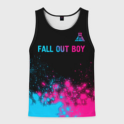 Майка-безрукавка мужская Fall Out Boy - neon gradient: символ сверху, цвет: 3D-черный