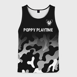 Майка-безрукавка мужская Poppy Playtime glitch на темном фоне: символ сверх, цвет: 3D-черный