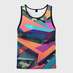 Мужская майка без рукавов Камуфляж и цветная геометрия - нейросеть