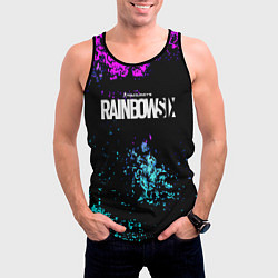 Майка-безрукавка мужская Rainbow six неоновые краски, цвет: 3D-черный — фото 2