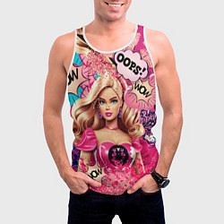 Майка-безрукавка мужская Барби в стиле поп арт, цвет: 3D-белый — фото 2