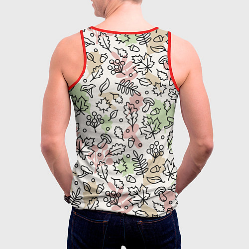 Мужская майка без рукавов Осень - бежевый / 3D-Красный – фото 4