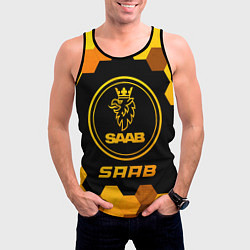 Майка-безрукавка мужская Saab - gold gradient, цвет: 3D-черный — фото 2