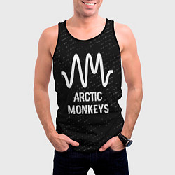 Майка-безрукавка мужская Arctic Monkeys glitch на темном фоне, цвет: 3D-черный — фото 2