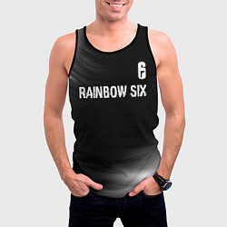 Майка-безрукавка мужская Rainbow Six glitch на темном фоне: символ сверху, цвет: 3D-черный — фото 2