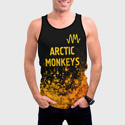 Майка-безрукавка мужская Arctic Monkeys - gold gradient: символ сверху, цвет: 3D-черный — фото 2