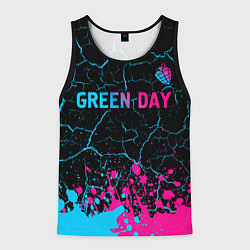 Майка-безрукавка мужская Green Day - neon gradient: символ сверху, цвет: 3D-черный
