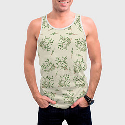 Майка-безрукавка мужская Веточки с зелеными листьями, цвет: 3D-белый — фото 2