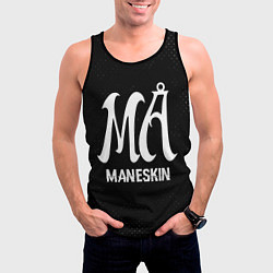 Майка-безрукавка мужская Maneskin glitch на темном фоне, цвет: 3D-черный — фото 2