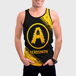 Майка-безрукавка мужская Aerosmith - gold gradient, цвет: 3D-черный — фото 2