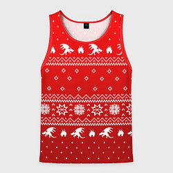 Майка-безрукавка мужская Свитер с драконами - паттерн, цвет: 3D-красный
