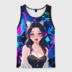 Майка-безрукавка мужская Шинобу ахегао, цвет: 3D-черный