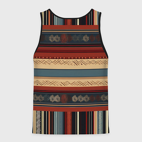 Мужская майка без рукавов Этнический принт в полоску / 3D-Черный – фото 2