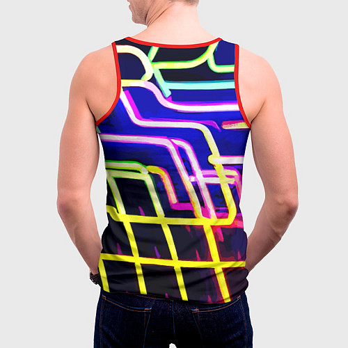 Мужская майка без рукавов Авангардный неоновый паттерн / 3D-Красный – фото 4