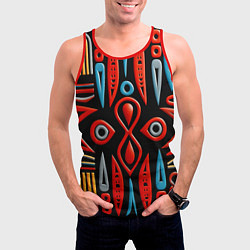 Майка-безрукавка мужская Красно-синий узор в африканском стиле, цвет: 3D-красный — фото 2