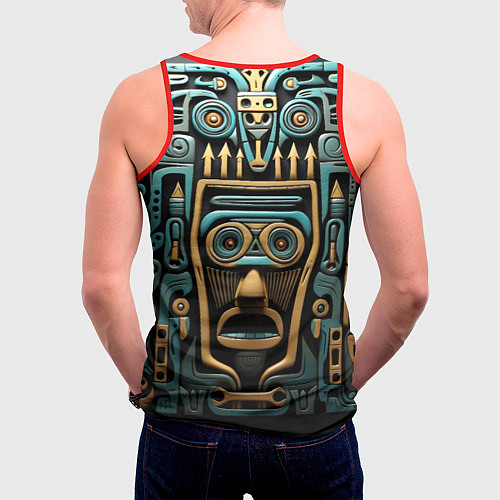 Мужская майка без рукавов Орнамент с маской в египетском стиле / 3D-Красный – фото 4