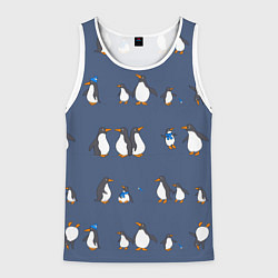 Майка-безрукавка мужская Забавное семейство пингвинов, цвет: 3D-белый