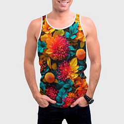 Майка-безрукавка мужская Яркие шикарные цветы узор, цвет: 3D-белый — фото 2