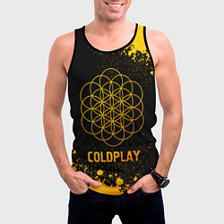 Майка-безрукавка мужская Coldplay - gold gradient, цвет: 3D-черный — фото 2