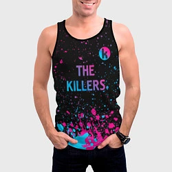 Майка-безрукавка мужская The Killers - neon gradient посередине, цвет: 3D-черный — фото 2
