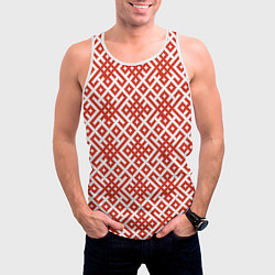 Майка-безрукавка мужская Славянские обережные узоры, цвет: 3D-белый — фото 2