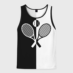Майка-безрукавка мужская Теннис - чёрно белое, цвет: 3D-черный