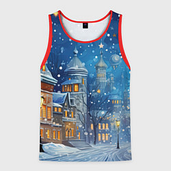 Майка-безрукавка мужская Новогоднее настроение город, цвет: 3D-красный