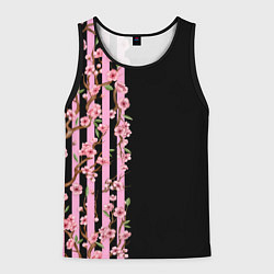 Майка-безрукавка мужская Сакура и полосы, цвет: 3D-черный