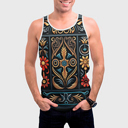 Майка-безрукавка мужская Узор с растительными элементами в славянском стиле, цвет: 3D-белый — фото 2