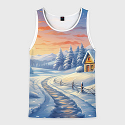 Майка-безрукавка мужская Предновогодний восход, цвет: 3D-белый